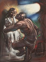 Lot 1909 - * PETER HOWSON OBE, THE STEPS pastel on paper,...