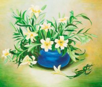 Lot 2020 - * LACHLAN CAMPBELL, LILIES AND GREEN oil on...