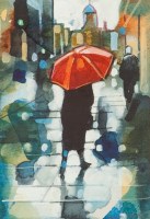 Lot 2046 - BRYAN EVANS, RED UMBRELLA ON ARGYLE STREET...