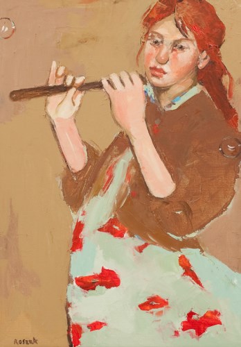 Lot 2094 - BASIA ROSZAK, DUET WITH FALLING LEAVES oil on...