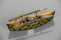 Lot 358 - TARTANWARE DESK SET in the form of a boat,...