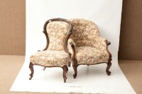 Lot 368 - VICTORIAN MAHOGANY NURSING CHAIR with cream...