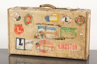Lot 394 - VINTAGE VELLUM TRAVEL SUITCASE with shipping...