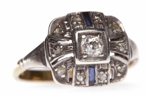 Lot 15 - ART DECO DIAMOND AND SAPPHIRE DRESS RING with...