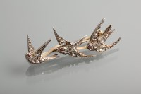 Lot 1111 - VICTORIAN DIAMOND AND RUBY SET SWALLOW MOTIF...