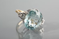 Lot 1122 - IMPRESSIVE AQUAMARINE AND DIAMOND DRESS RING...