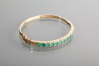 Lot 1169 - VICTORIAN STYLE EMERALD AND DIAMOND SET BANGLE...