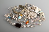 Lot 1233 - LARGE GROUP OF SILVER AND OTHER JEWELLERY...