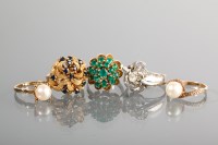 Lot 1236 - GROUP OF FIVE GOLD DRESS RINGS comprising of a...