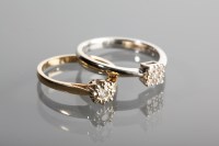 Lot 1265 - TWO DIAMOND SET RINGS comprising a diamond...