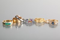 Lot 1329 - GROUP OF SEVEN VARIOUS GOLD RINGS including...