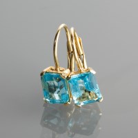 Lot 1339 - PAIR OF FOURTEEN CARAT GOLD TOPAZ SET EARRINGS...