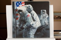 Lot 1983 - * SANDRA LAWRENCE, GIANT STEP FOR MAN oil on...