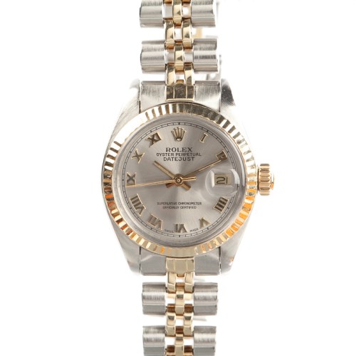 Lot 1034 - LADY'S BI-COLOUR ROLEX OYSTER PERPETUAL DATE...