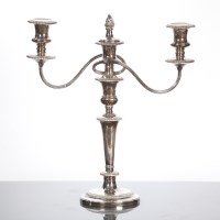 Lot 4 - SILVER THREE BRANCH CANDELABRA with gadrooned...