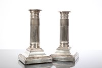 Lot 5 - PAIR OF SILVER DWARF CANDLESTICKS with demi...