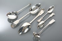 Lot 6 - SET OF SIX GEORGE III SILVER SERVING SPOONS of...