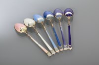 Lot 12 - SET OF SIX NORWEGIAN GUILLOCHE ENAMEL SILVER...