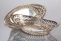 Lot 23 - PAIR OF SILVER OVAL PIERCED BONBON DISHES...