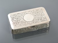 Lot 25 - VICTORIAN SILVER RECTANGULAR SNUFF BOX with...