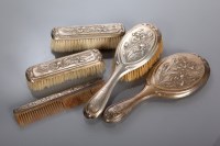 Lot 27 - ART NOUVEAU SILVER VANITY SET comprising hand...