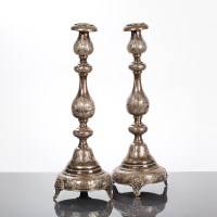 Lot 38 - PAIR OF GEORGE V SILVER CANDLESTICKS with...