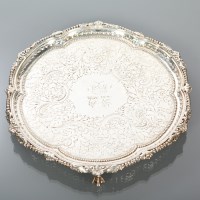 Lot 43 - VICTORIAN SILVER SALVER of lobed circular form,...