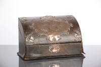 Lot 50 - EDWARDIAN SILVER MOUNTED TAN LEATHER...