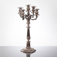 Lot 71A - SILVER PLATED FIVE BRANCH CANDELABRA with...