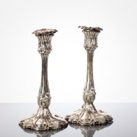 Lot 75A - PAIR OF VICTORIAN SILVER TABLE CANDLESTICKS...