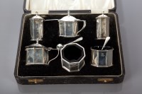 Lot 77A - SILVER FIVE PIECE CONDIMENT SET comprising two...