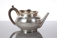 Lot 78A - SILVER TEAPOT of gadrooned circular form,...