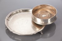 Lot 81A - SILVER CARD TRAY AND SILVER WINE SLIDE the...