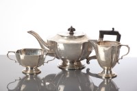 Lot 87A - SILVER THREE PIECE TEA SERVICE of scalloped...