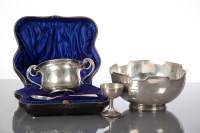 Lot 94A - SILVER PRESENTATION BOWL with scalloped rim...