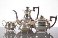 Lot 95A - SILVER FOUR PIECE TEA SERVICE of rectangular...