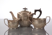 Lot 97 - SILVER THREE PIECE BACHELOR'S TEA SERVICE...