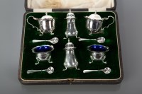 Lot 106A - SILVER SIX PIECE CONDIMENT SET comprising two...