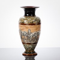 Lot 117 - DOULTON STONEWARE VASE BY HANNAH BARLOW with...