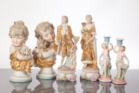 Lot 132 - THREE PAIRS OF CONTINENTAL PORCELAIN FIGURES...