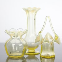 Lot 165 - THREE PIECES OF VICTORIAN VASELINE GLASS...