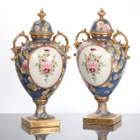 Lot 169 - PAIR OF NORITAKE GILT PORCELAIN VASES AND...