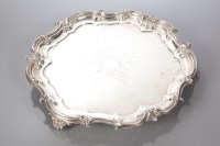 Lot 189 - 20TH CENTURY SILVER SALVER of serpentine...