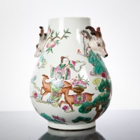 Lot 193 - CHINESE FAMILLE ROSE VASE of tapering bulbous...