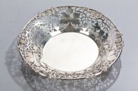Lot 6 - SILVER CIRCULAR DISH with pierced vineous...