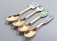 Lot 21 - SET OF 14 DANISH SILVER GILT ENAMEL YEAR...