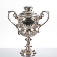 Lot 31 - LATE VICTORIAN SILVER PLATED TROPHY CUP made...