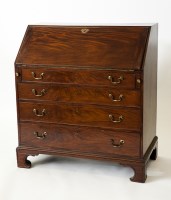 Lot 196 - GEORGE III MAHOGANY BUREAU the fall front...