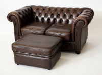 Lot 199 - MODERN CHESTERFIELD TAN LEATHER BUTTON BACK...