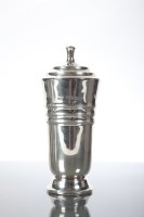 Lot 202 - ART DECO SILVER SUGAR CASTER of tapered form,...